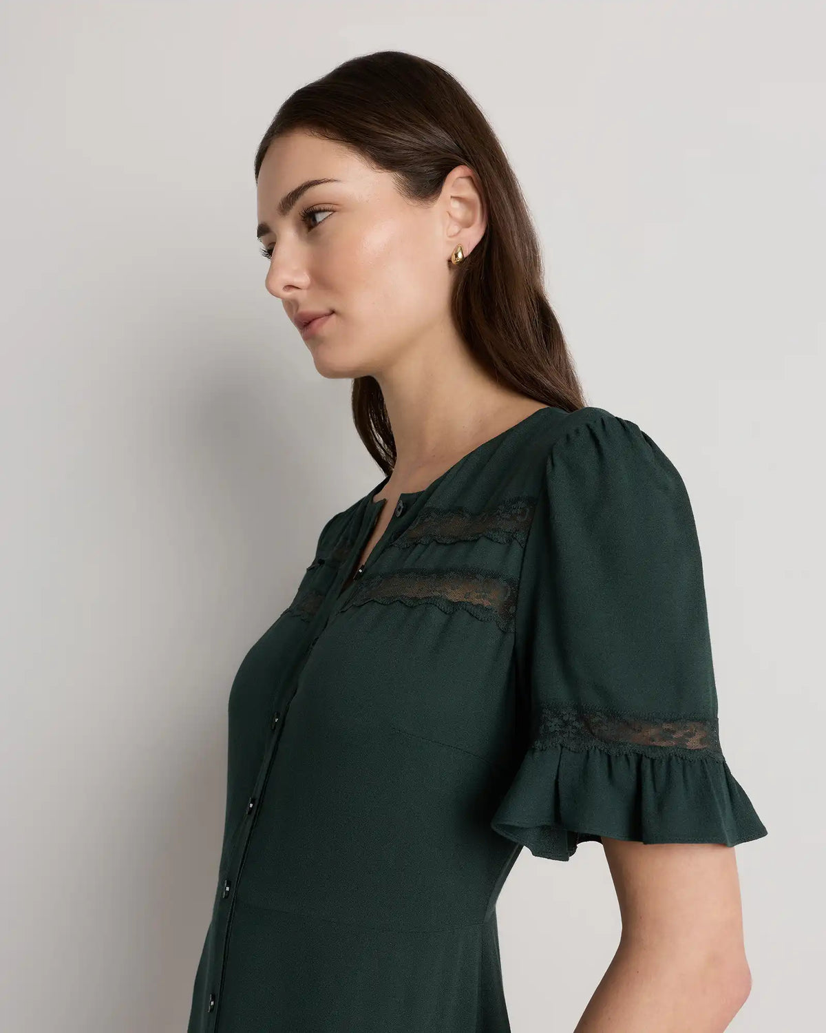 Lightweight Crepe Lace Inset Midi Dress
