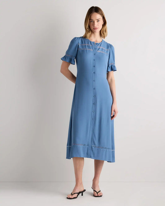 Lightweight Crepe Lace Inset Midi Dress