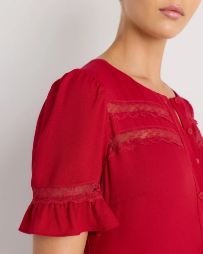 Lightweight Crepe Lace Inset Midi Dress