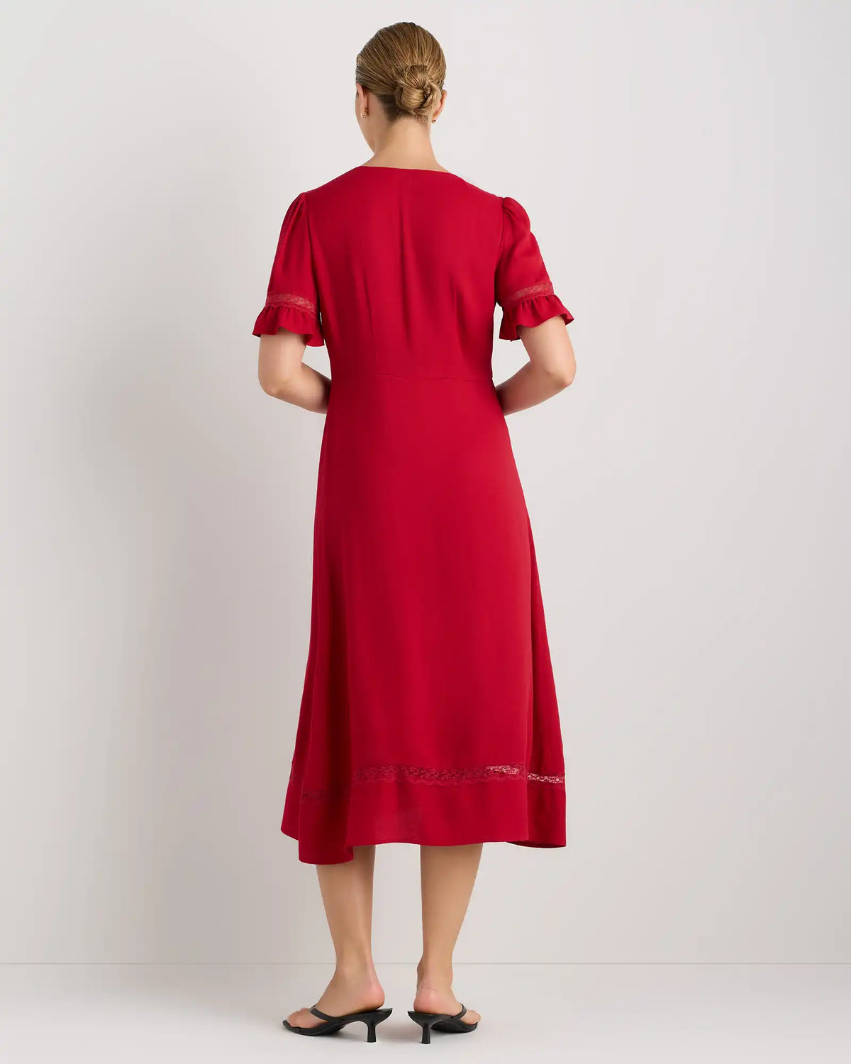 Lightweight Crepe Lace Inset Midi Dress