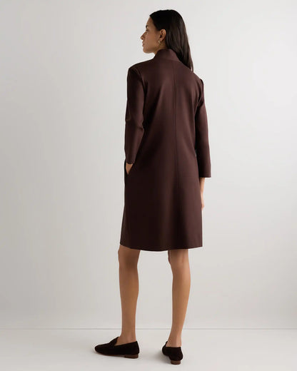 Ultra-Stretch Ponte Split Neck Mini Dress