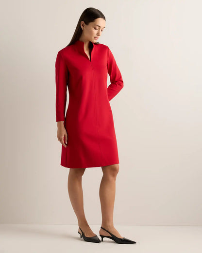 Ultra-Stretch Ponte Split Neck Mini Dress
