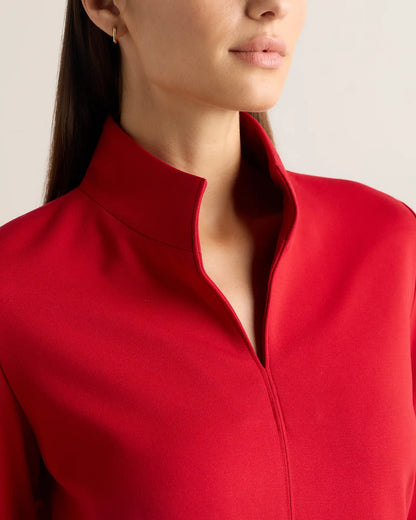 Ultra-Stretch Ponte Split Neck Mini Dress