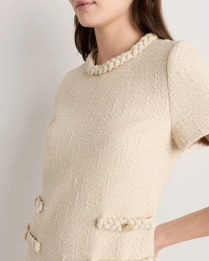 Tweed Short Sleeve Mini Dress