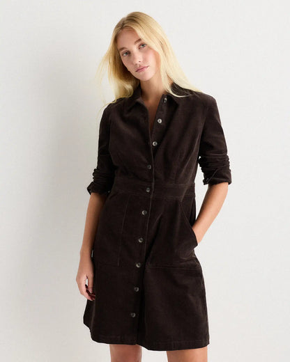 Organic Stretch Corduroy Mini Shirt Dress