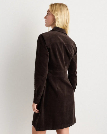 Organic Stretch Corduroy Mini Shirt Dress