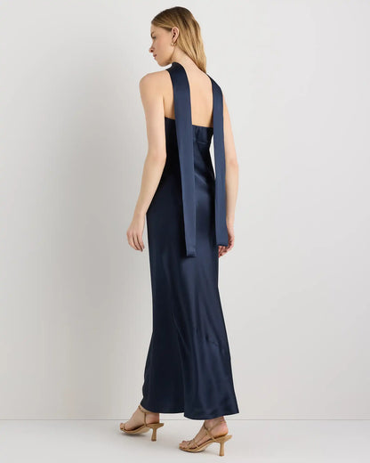100% Washable Silk Strapless Scarf Maxi Dress
