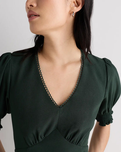 Matte Crepe Puff Sleeve Midi Dress