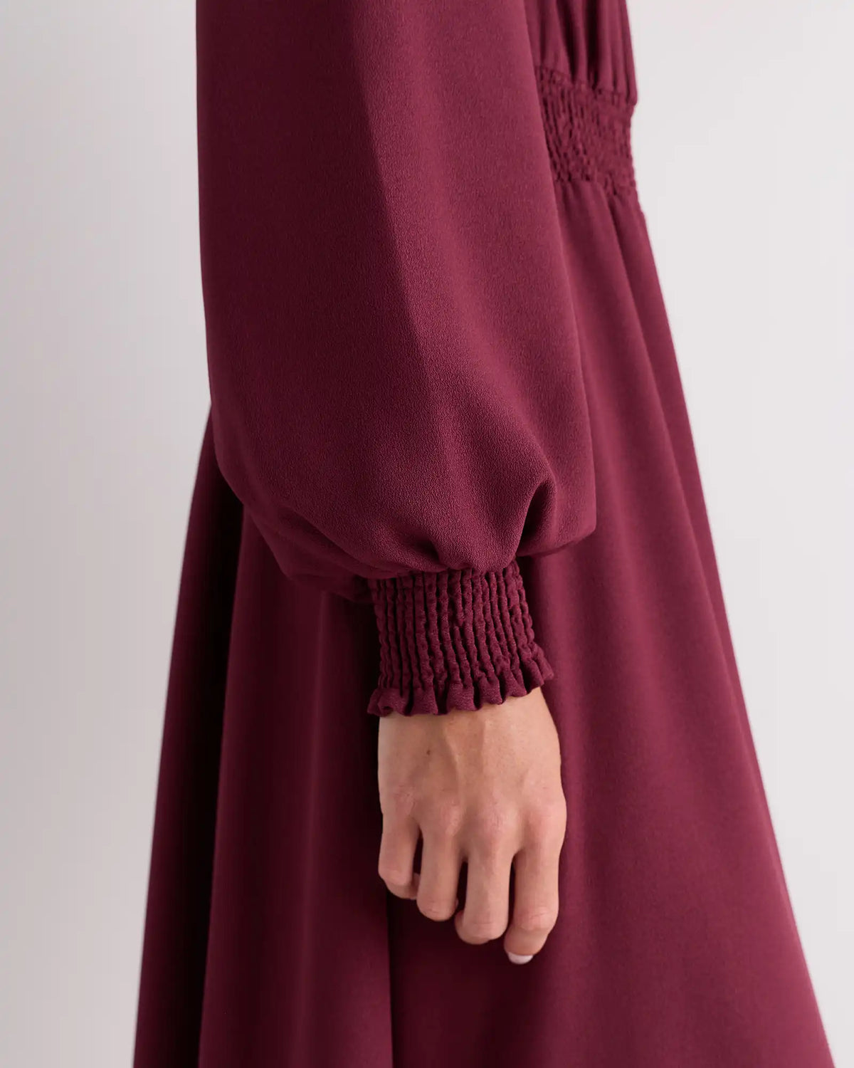 Matte Crepe Long Sleeve Midi Dress