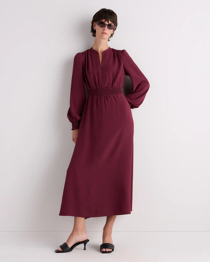 Matte Crepe Long Sleeve Midi Dress