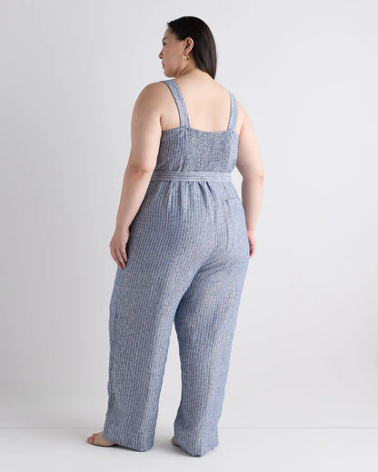 100% European Linen Square Neck Jumpsuit