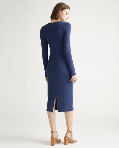 Tencel Rib Knit Long Sleeve Dress