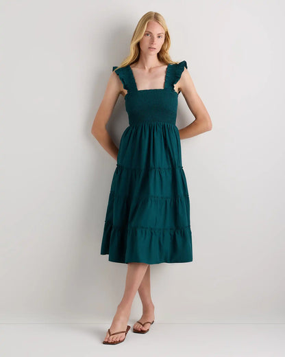 100% Organic Cotton Poplin Smocked Midi Dress