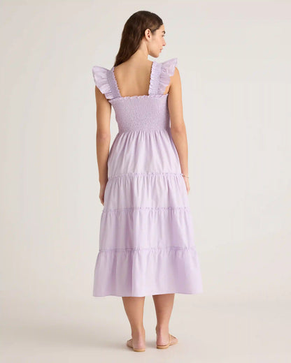 100% Organic Cotton Poplin Smocked Midi Dress