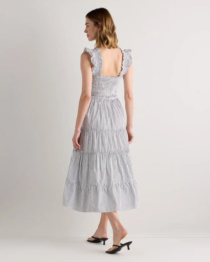100% Organic Cotton Poplin Smocked Midi Dress