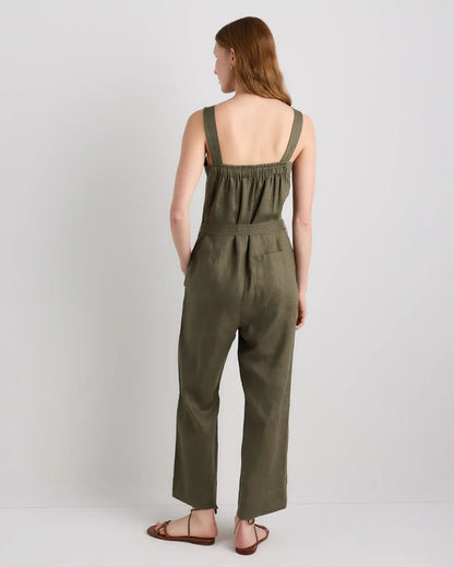 100% European Linen Square Neck Jumpsuit