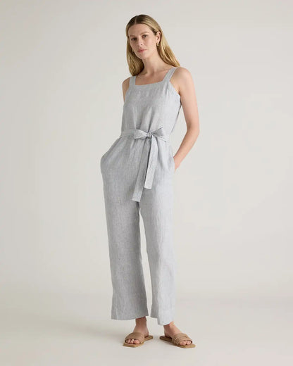 100% European Linen Square Neck Jumpsuit