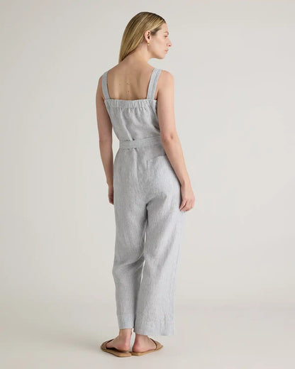 100% European Linen Square Neck Jumpsuit
