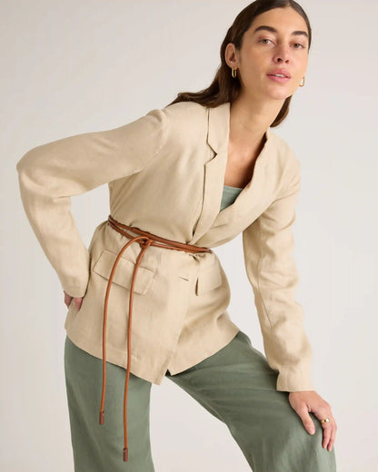 100% European Linen Square Neck Jumpsuit