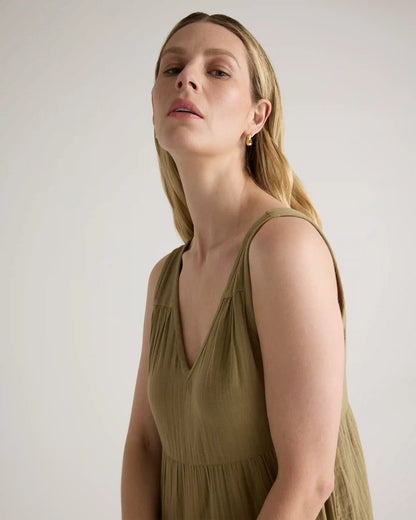100% Organic Cotton Gauze Tiered Maxi Dress