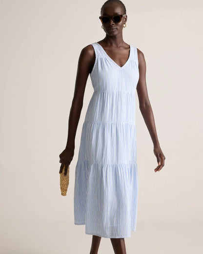 100% Organic Cotton Gauze Tiered Maxi Dress
