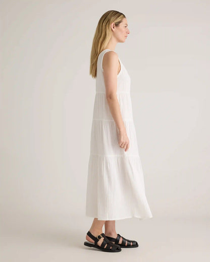 100% Organic Cotton Gauze Tiered Maxi Dress