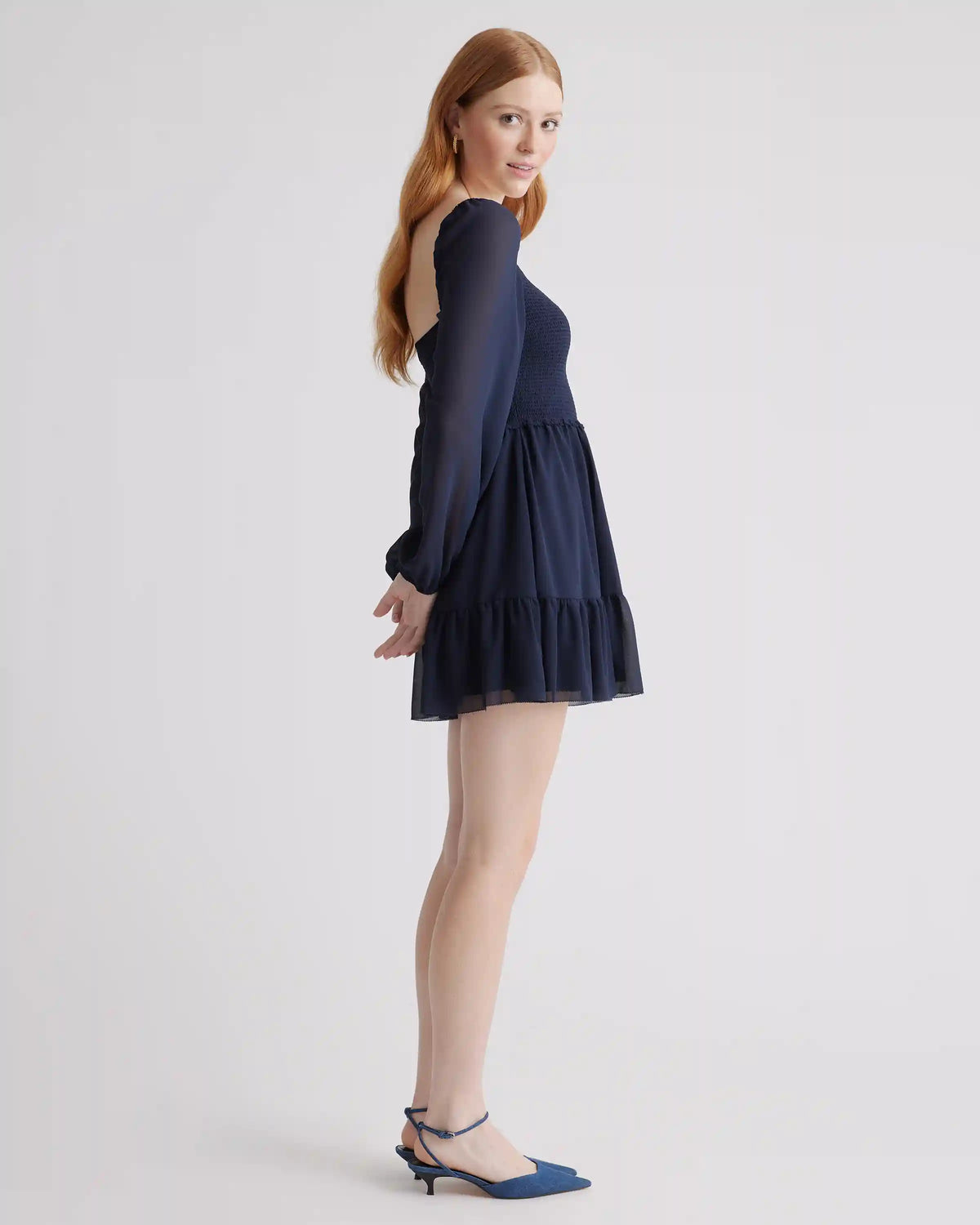 Chiffon Smocked Mini Dress