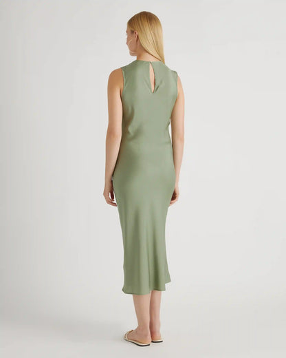 Washable Stretch Silk Tank Midi Dress