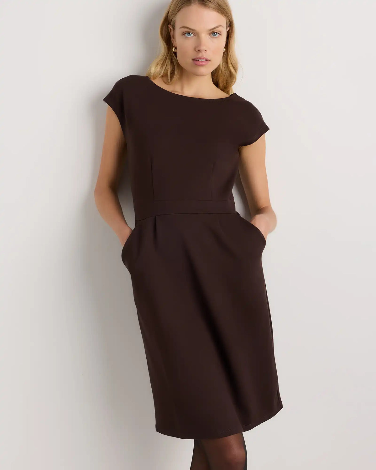 Ultra-Stretch Ponte Cap Sleeve Dress