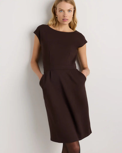 Ultra-Stretch Ponte Cap Sleeve Dress