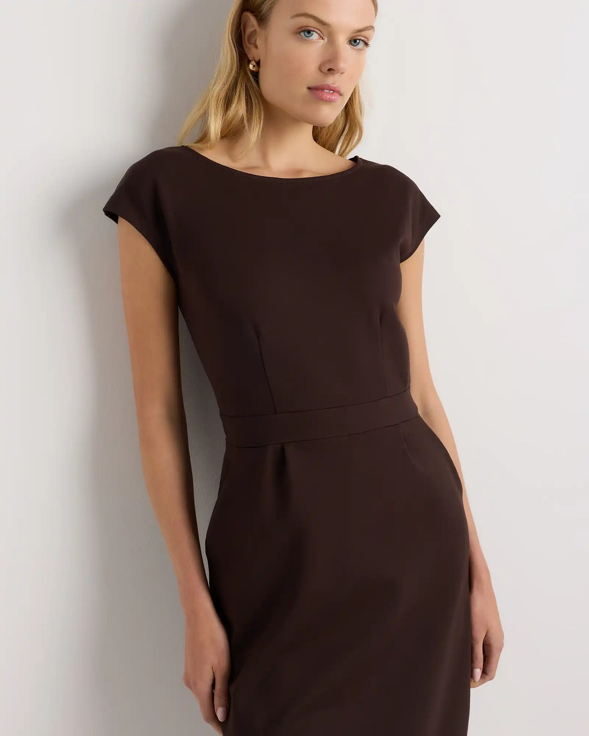 Ultra-Stretch Ponte Cap Sleeve Dress
