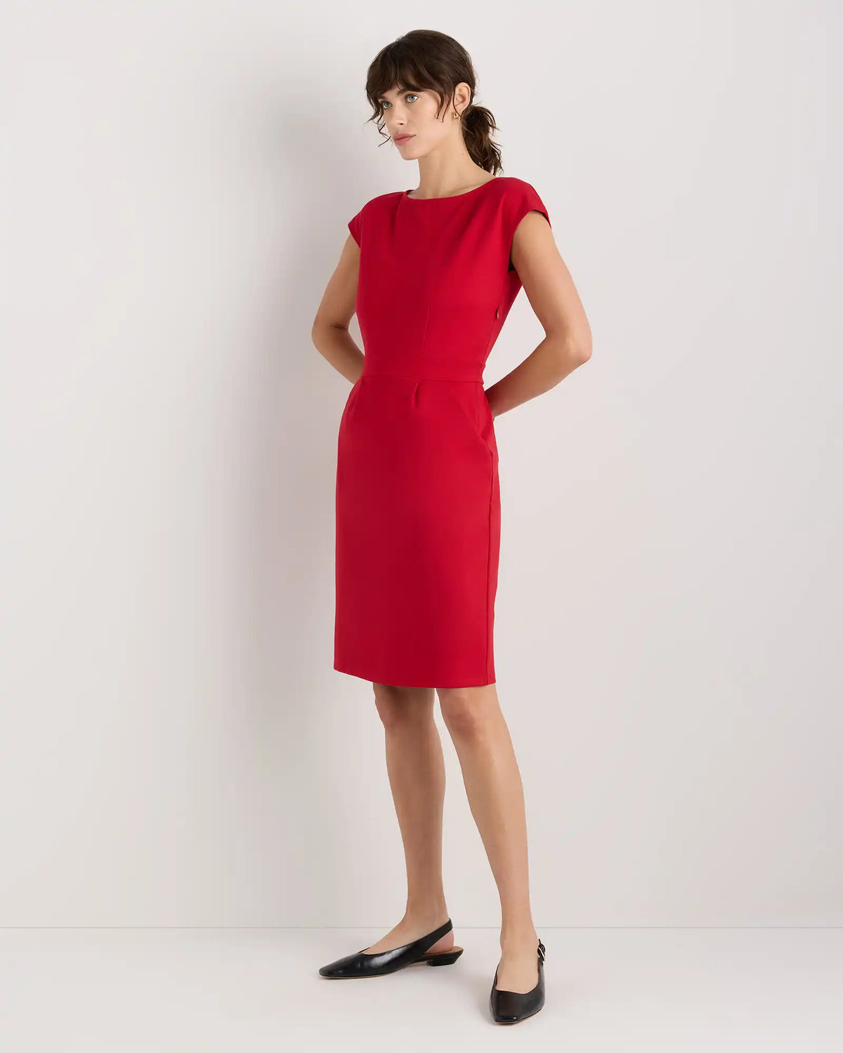 Ultra-Stretch Ponte Cap Sleeve Dress