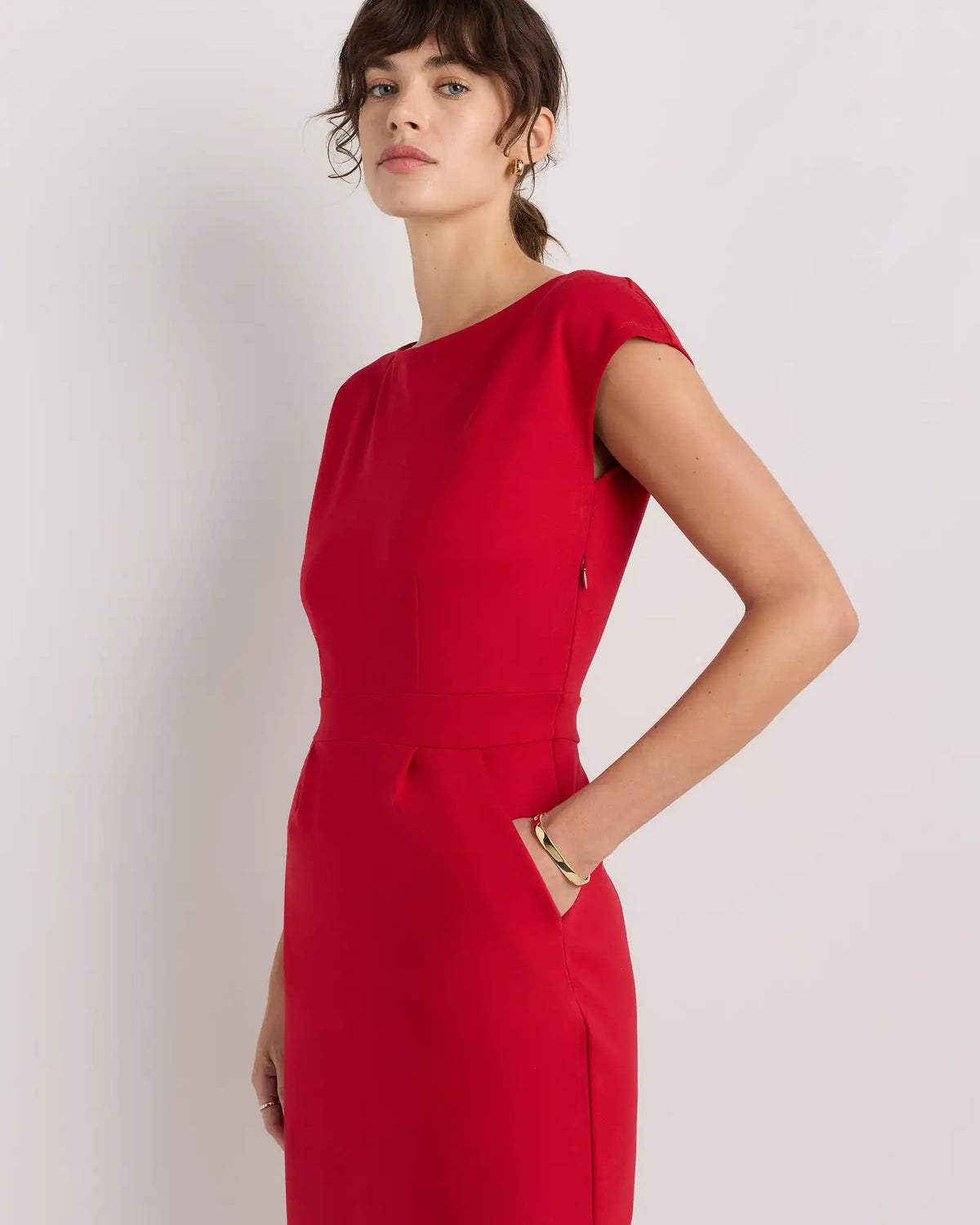 Ultra-Stretch Ponte Cap Sleeve Dress