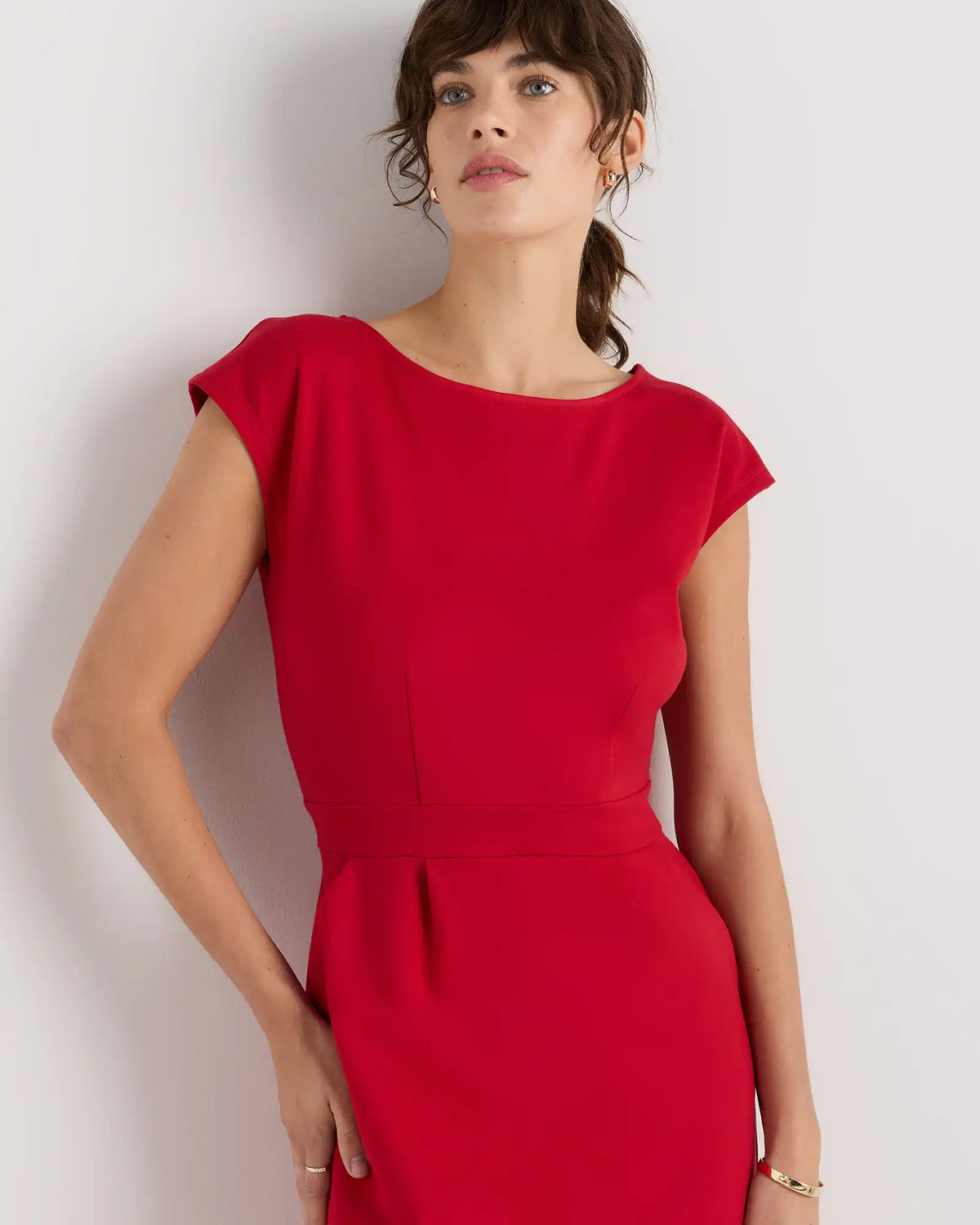Ultra-Stretch Ponte Cap Sleeve Dress