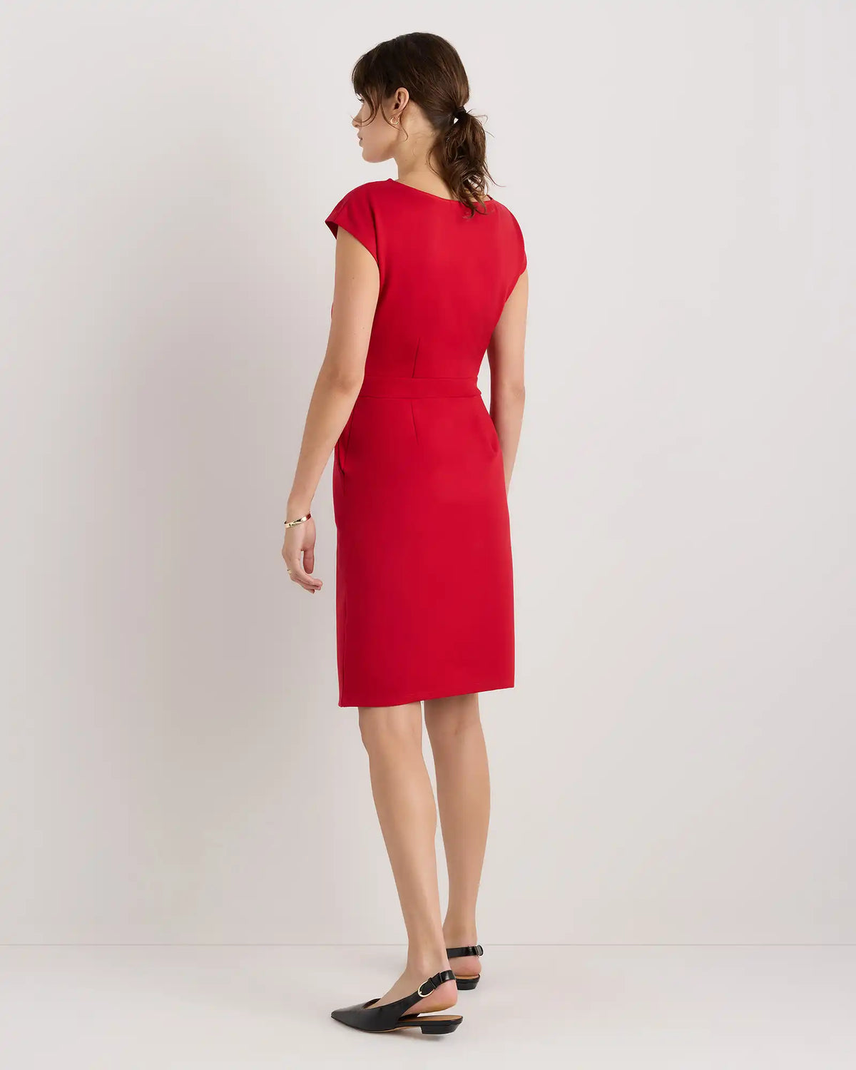 Ultra-Stretch Ponte Cap Sleeve Dress