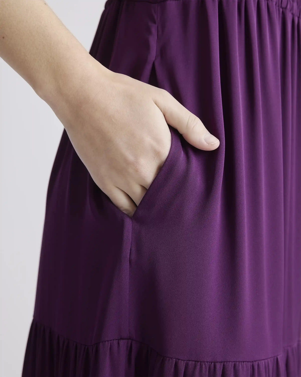 Washable Stretch Silk Tiered Maxi Dress