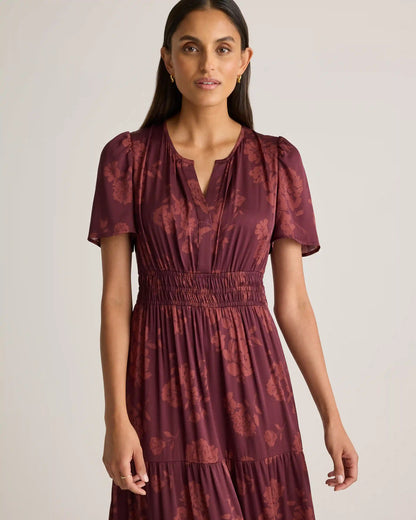 Washable Stretch Silk Tiered Maxi Dress