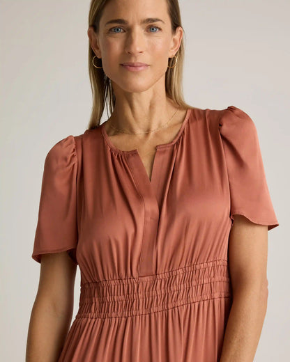 Washable Stretch Silk Tiered Maxi Dress