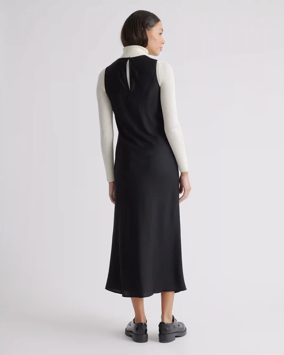 Washable Stretch Silk Tank Midi Dress