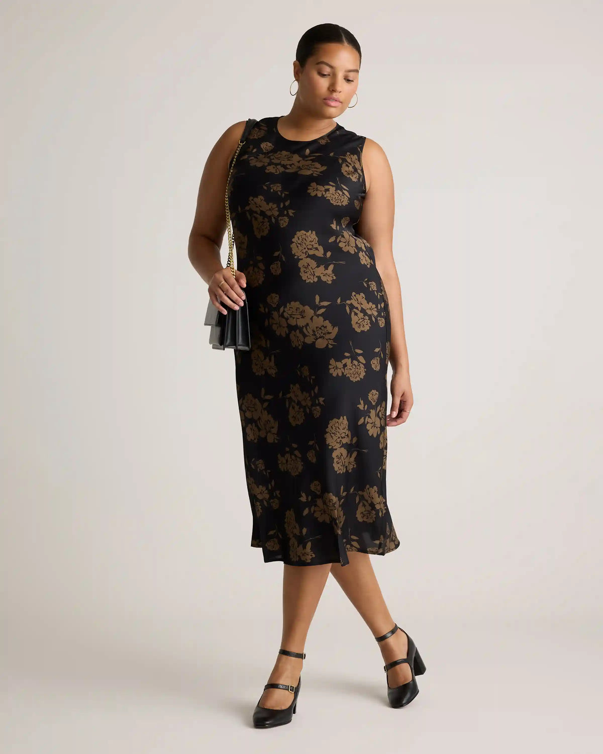 Washable Stretch Silk Tank Midi Dress