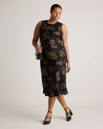 Washable Stretch Silk Tank Midi Dress