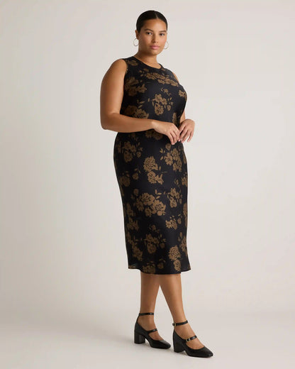 Washable Stretch Silk Tank Midi Dress