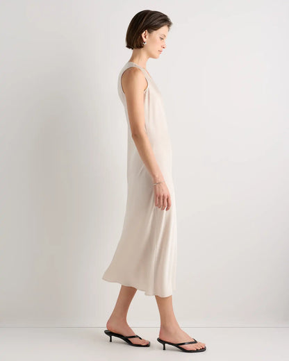 Washable Stretch Silk Tank Midi Dress