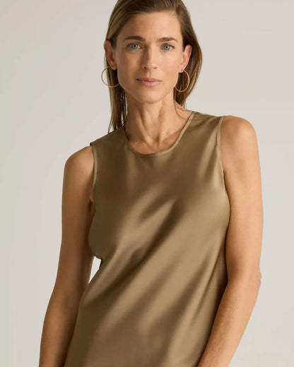 Washable Stretch Silk Tank Midi Dress