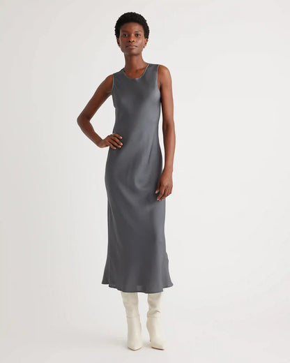 Washable Stretch Silk Tank Midi Dress