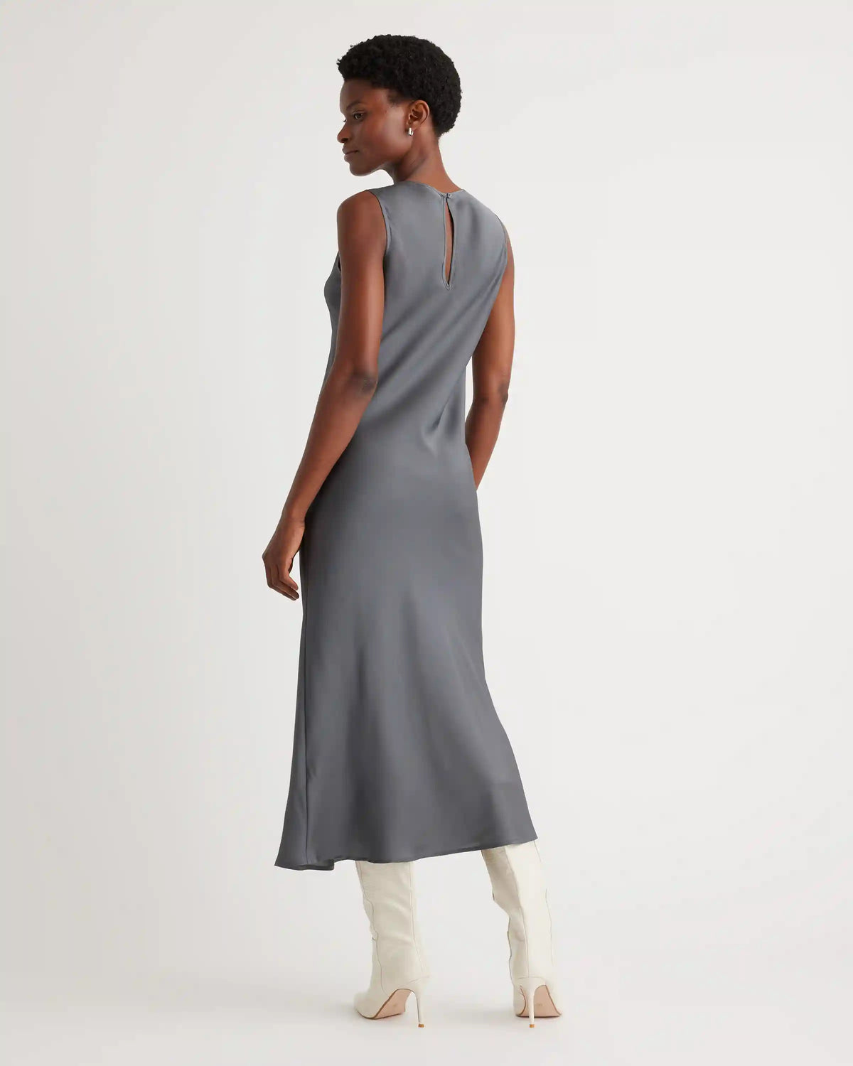 Washable Stretch Silk Tank Midi Dress