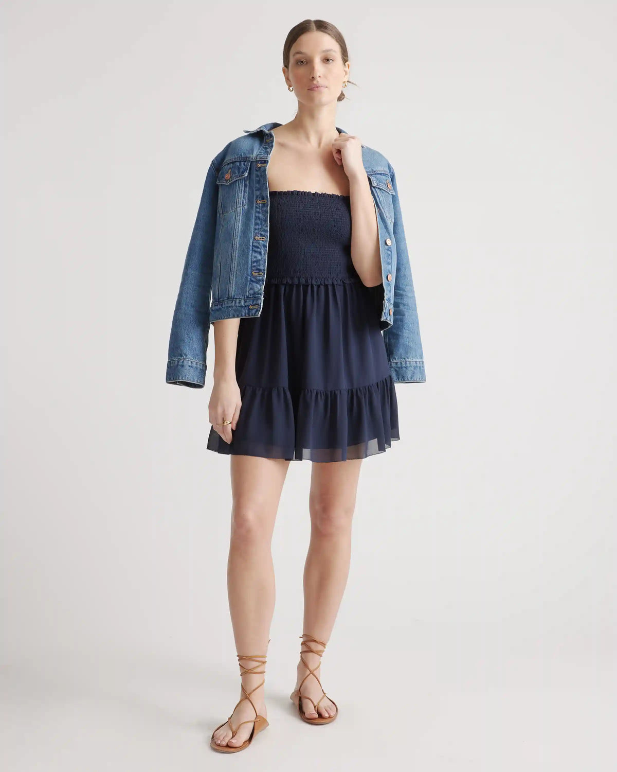 Chiffon Smocked Sleeveless Mini Dress