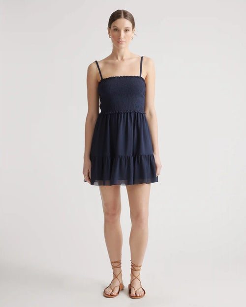 Chiffon Smocked Sleeveless Mini Dress
