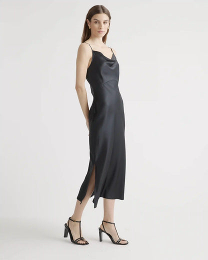 100% Washable Silk Cowl Neck Slip Dress