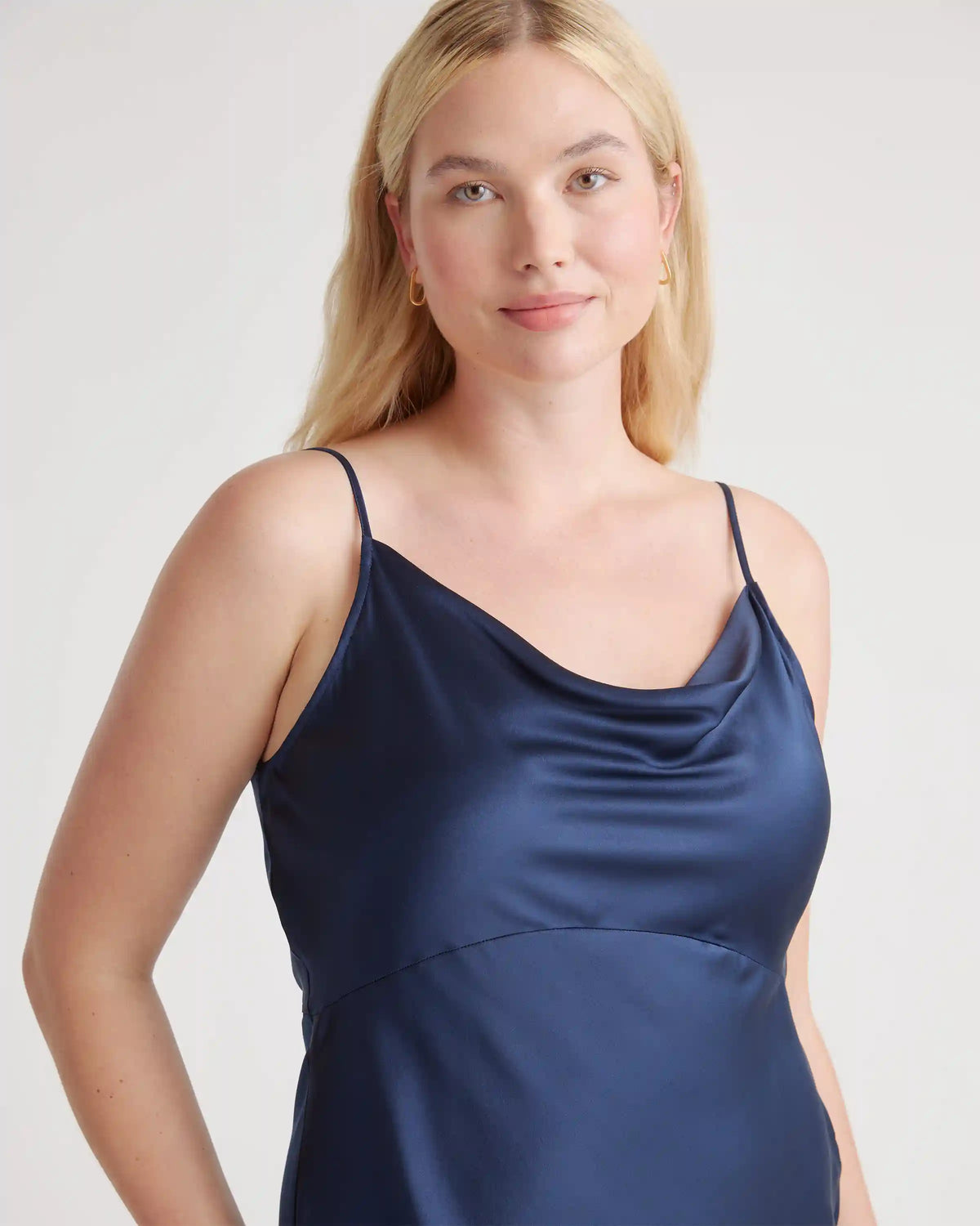 100% Washable Silk Cowl Neck Slip Dress
